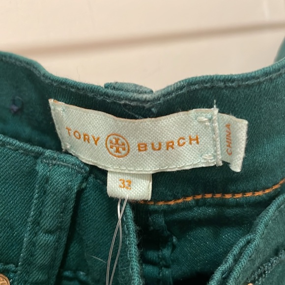 Green jeans by Tory Burch skinny fit with stretch nwt 195 size 32 denim - Picture 5 of 10